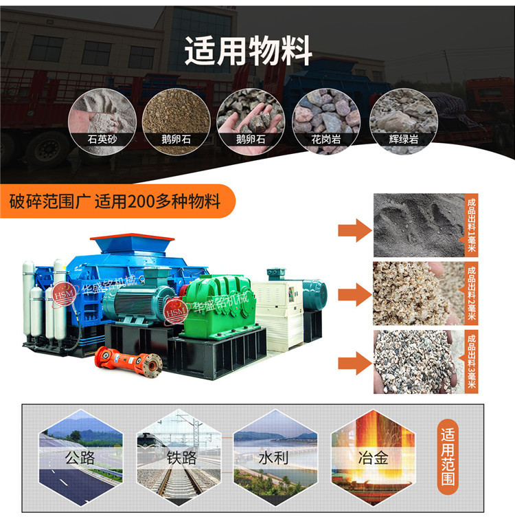 對輥制砂機(jī)適應(yīng)物料范圍 對輥制砂機(jī)適應(yīng)物料范圍